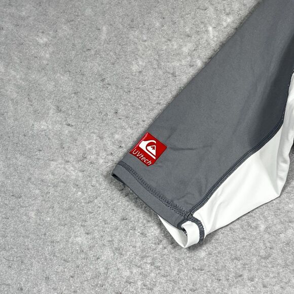 Quiksilver All Time Short Sleeve Rash Guard Mens Size Large Gray White Black - Picture 9 of 13